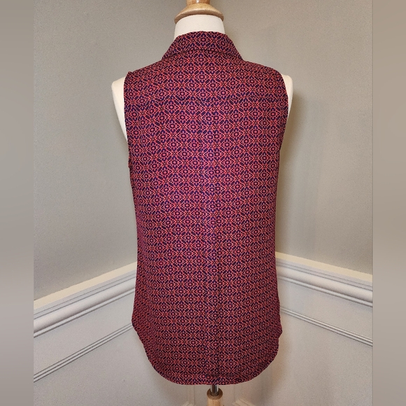 The Limited Ashton Small Sleeveless Shirt, Red, Berry,Royal Blue Pattern - Picture 3 of 4